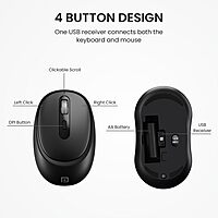 Portronics Key7 Wireless Keyboard & Mouse Combo – 2.4GHz USB Receiver | 10m Range | 12 Shortcut Keys | Adjustable DPI | 10 Million Key Life | Black