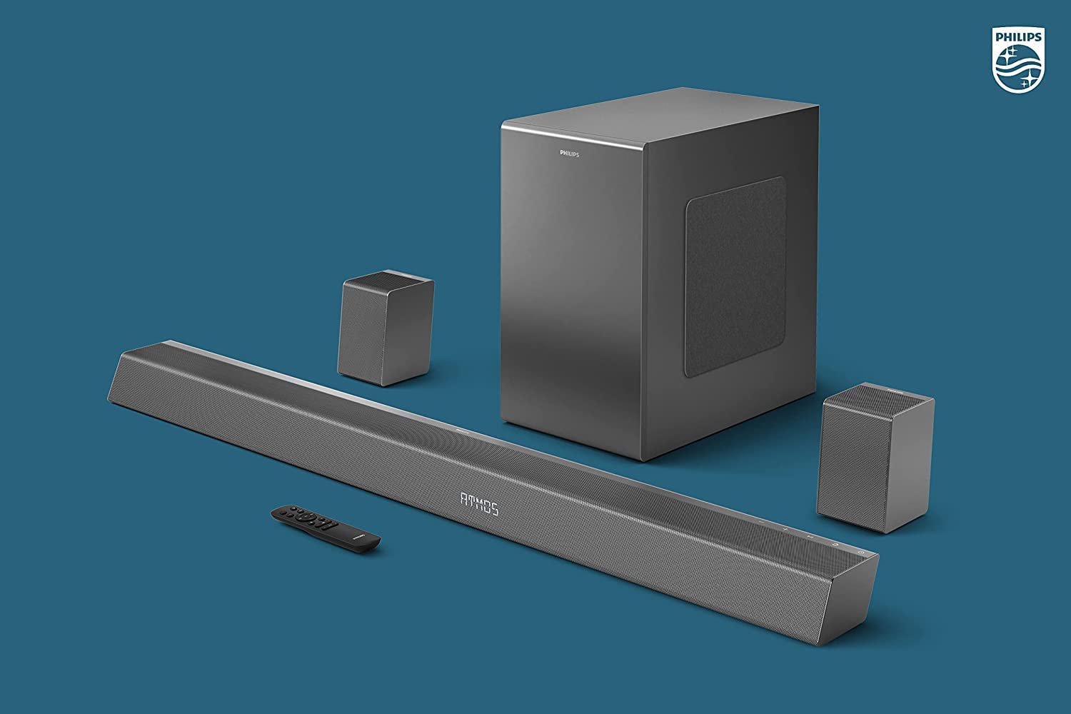 Philips Soundbar TAB8967 7.1 Ch (5.1.2) Real Surround, Dolby Atmos, Wireless Subwoofer, UP-Firing Speakers, Wireless Rear Speakers, AI Voice Assistant, 780W (Black) Philips Soundbar TAB8967 7.1 Ch (5.1.2) Real Surround, Dolby Atmos, Wireless Subwoofer, UP-Firing Speakers, Wireless Rear Speakers, AI Voice Assistant, 780W (Black)