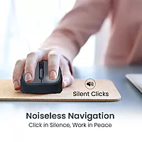 Portronics Toad 34: Sleek grey wireless mouse with USB connectivity, adjustable DPI, ergonomic design for comfort, ideal for all devices!