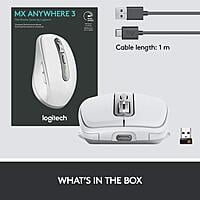 Logitech MX Anywhere 3 Compact Performance Mouse Wireless, Magnetic Scrolling | Pale Grey
