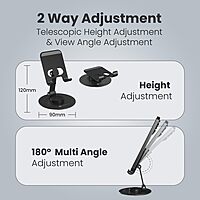 Portronics Mobot 4 Universal Mobile Holder – 360° Rotatable, Height Adjustabl | 1 Year Warranty