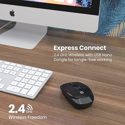 Portronics Toad 25 Wireless Mouse, 2.4 GHz with USB Nano Dongle, 1200 DPI Optical Tracking, Ambidextrous for PC, MacBook, Laptop (Black) Portronics Toad 25 Wireless Mouse, 2.4 GHz with USB Nano Dongle, 1200 DPI Optical Tracking, Ambidextrous for PC, MacBook, Laptop (Black)
