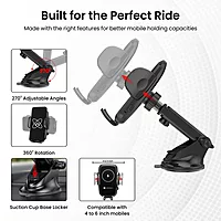 Portronics Charge Clamp 2 features 15W wireless charging, delivering quick power. Its adjustable design ensures convenience and stability.