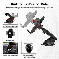 Portronics Charge Clamp 2 Mobile Holder – Wireless Charging | 15W Output | Black | 1 Year Warranty