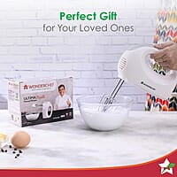 Wonderchef Ultima Plus Hand Mixer, 200W, 5 Speed Setting, Stainless Steel Beater and Kneading Hooks