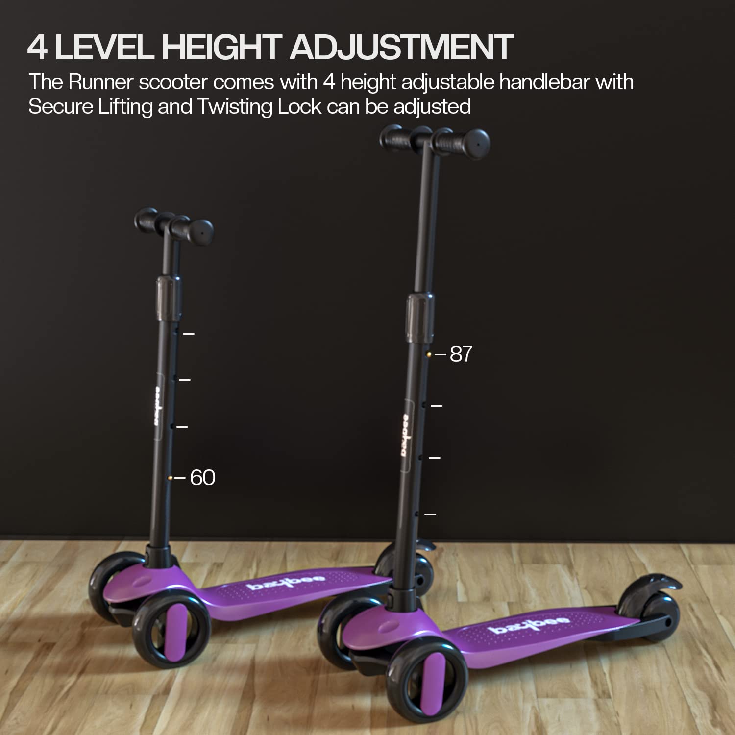 Baybee Alpha Glide Kick Scooter for Kids- Violet Baybee Alpha Glide Kick Scooter for Kids- Violet