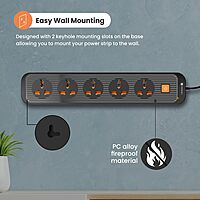 Portronics Power Plate 13 – 5 Sockets, 2M Cord, 1500W, Surge Protection, Compact Design, Ideal for Home & Office, Overload Protection, Durable Build, Easy to Use, Perfect for Multiple Devices.