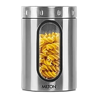 MILTON Steel Crispy 2000 Storage Jar, 2 Litres, Silver  Light Weight Odour Proof  Dishwasher Safe