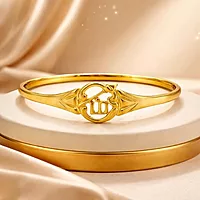 OM Kada 5 Metal Panchalogam Impon Bracelet for Men & Women | Gold Plated Spiritual Kada | Adjustable Hindu Om Symbol Bangle