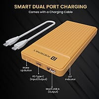 Portronics Luxcell B 10K 10000 mAh 22.5W Fast Charging Power Bank, Ultra Slim Power Bank with Mach USB-A Output, Type C PD Output