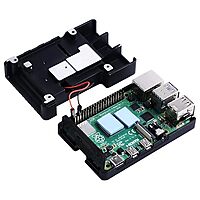 Stripe Aluminum Cooling Case for Raspberry Pi 4/4B, Built-In Active Radiator with Fins