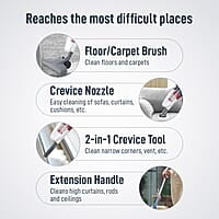 KENT Storm Vacuum Cleaner 600W Cyclone5 Technology and HEPA Filter Bagless Design Ideal for Floors, Curtains, Carpets, Sofa Grey