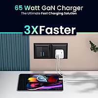 Portronics Adapto 65X 65W GaN Charger – 1 MACH Port, 1 PD Port, 2M USB-C Cable