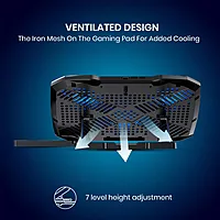 Portronics My Buddy AIR 4 Laptop Stand – Multi-Level | RGB Lighting | Cooling Fan | Black