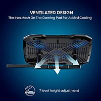 Portronics My Buddy Air 4 Laptop Cooling Pad with Triple Cooling Fans, Multi-Level Height Adjustable, Mobile Holder
