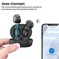 Portronics Twins S3 – TWS Earbuds, 20H Playtime, Black, Bluetooth 5.0, IPX4 Water Resistant, Touch Control, Deep Bass, Lightweight Design, Perfect for Calls and Music, Quick Charge, Compact Case.