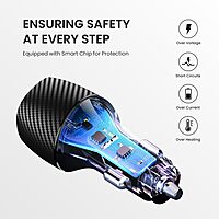 Portronics 20W Dual Output Car Charger 20W Type-C PD + 18W USB Fast Charging Black