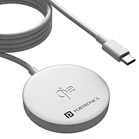 Portronics Quikk Qi2 15W Magnetic Wireless Charger for iPhone 12–16 | White