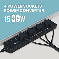 Portronics Power Plate 10 Extension Board – 4 Sockets, 2m Cord, 1500W, 6A, Black