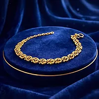 Impon Gold Plated Heart Link Bracelet for Women | Elegant Love Design Gold Finish Hand Chain | Stylish Daily Wear Jewelry