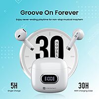 Portronics Twins S9 – TWS Earbuds, 30H Playtime, Digital Display, Bluetooth 5.0, Touch Control, Noise Isolation, Comfortable Fit, White Color, Perfect for Music & Calls, Lightweight Design.