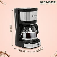 Faber 800W Drip Coffee Machine Brew 6 Cups Coffee in Less Than 6 mins 0.6L Capacity