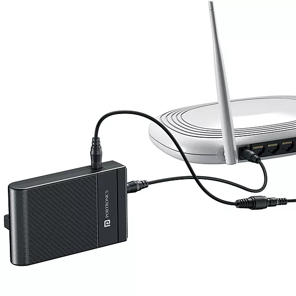 Portronics 3159 Power Plus 2 Router UPS – 12V DC | Up to 4 Hours Backup | Black