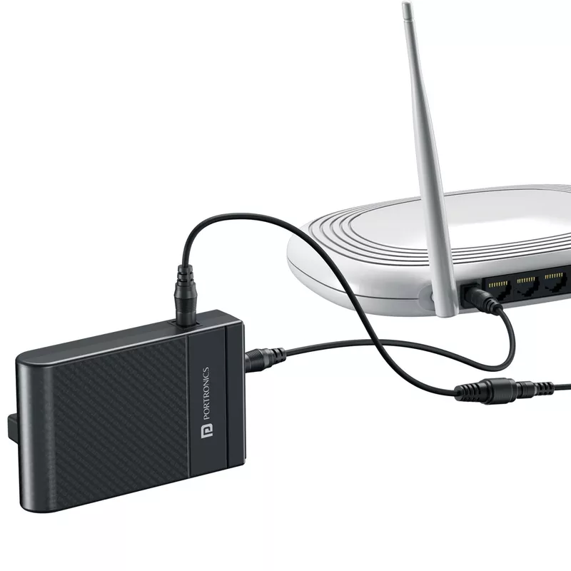 Portronics 3159 Power Plus 2 Router UPS – 12V DC | Up to 4 Hours Backup | Black