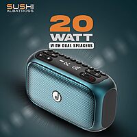 JC Sushi Albatross 20W Wireless Speaker – BT 5.0 | RGB Lights | 25H Playtime | Ocean Blue