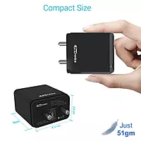 Portronics Adapto One 18W USB Charger! Includes a Type-C cable for fast, efficient charging. Compact design, perfect for home or travel. Stay powered up!