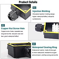 IP68 3-Way Waterproof Junction Box | UV-Resistant Outdoor Enclosure with PG9 Cable Glands