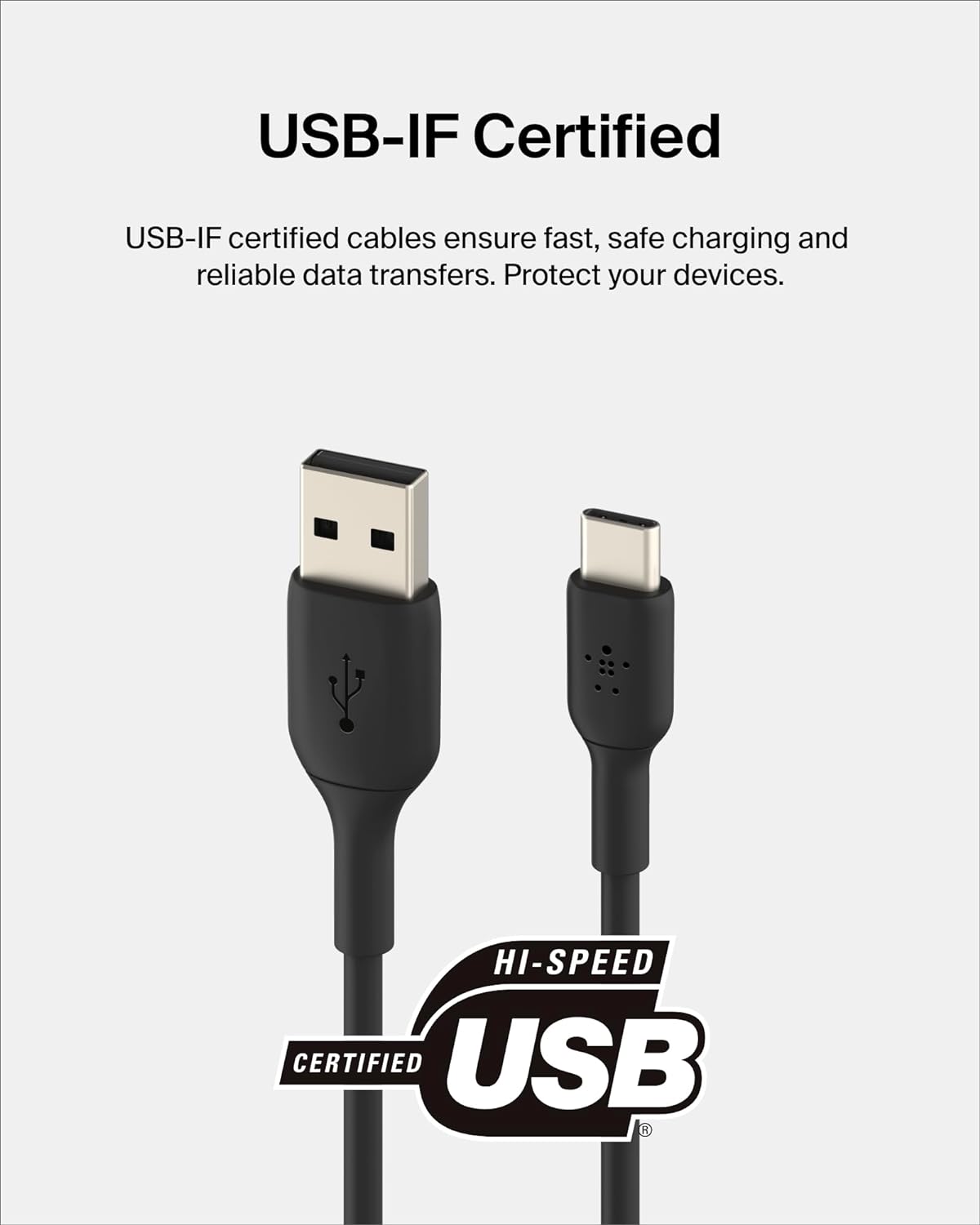 Belkin International USB Type C Cable 2A 1m Type C to USB-A 2.0 Male Cable, USB-IF Certified, Supports Fast Charging