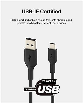 Belkin International USB Type C Cable 2A 1m Type C to USB-A 2.0 Male Cable, USB-IF Certified, Supports Fast Charging Belkin International USB Type C Cable 2A 1m Type C to USB-A 2.0 Male Cable, USB-IF Certified, Supports Fast Charging