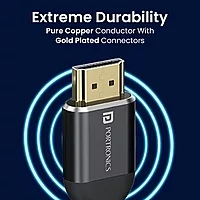 Portronics Konnect Stream HDMI Cable 1.5M, 4K@60Hz, Grey, high-speed connectivity for seamless streaming, supports 3D, audio return channel, and is perfect for gaming and home theater setups.