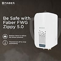 Faber Zippy Instant Geyser 5 Litre 3000W Powerful Heating Superior Energy Efficiency