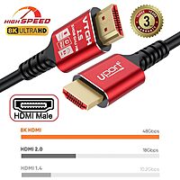 Uport 8K HDMI Cable 5m – 48Gbps, eARC, HDMI 2.1, supports 8K@60Hz, 4K@120Hz, HDR, and Dolby Vision. Perfect for gaming and home theater setups. Durable design for long-lasting performance.
