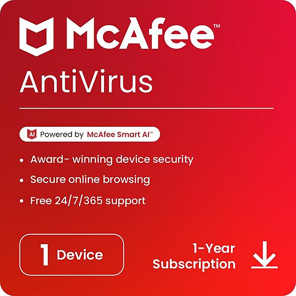 McAfee Total Protection 2024 – 1 Device 1 Year | Antivirus for PC/Mac/Android/iOS