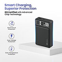 Portronics 20K Mini Power Bank – Compact design, 20000mAh capacity, LED indicator, dual output with USB-A & Type-C PD, fast charging support, perfect for on-the-go device charging.