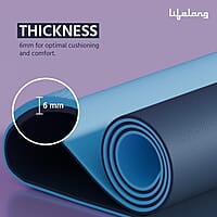 Lifelong Dual Color TPE Material Yoga Mat for Women & Men 6mm Anti-Slip Yoga Mat for Gym Workout Exercise Mat