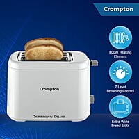 Crompton SunBrown Deluxe Pop-up Toaster 800W with Removable Crumb Tray 7 Browning Levels with Reheat