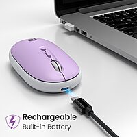 Portronics Toad II Bluetooth Mouse – Dual Mode  |  DPI up to 1600 | Purple | 1 Year Warranty