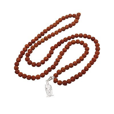 Rudraksha Mala With Sterling Silver Murugan Pendent/Dollar Rudraksha Mala With Sterling Silver Murugan Pendent/Dollar