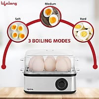 Lifelong 2-in1 Egg Boiler and Poacher 500-Watt Boil 8 eggs, Poach 4 eggs, Easy to clean 3 Boiling Modes