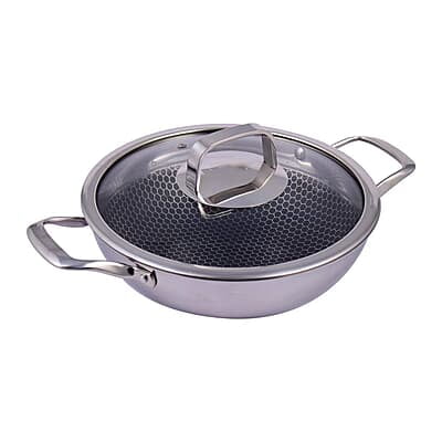 Wonderchef Stanton 28 cm Non-stick Kadhai/Kadai with Lid - 3.4 litre  3 ply steel
