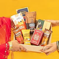 Eat Better Co Prakriti Diwali Gift Hamper with Jute Tray - 10 Item Gift Pack - Dry Fruits Laddoo, Chocolate Coated Nuts with Phool Incense Cones & Lanten Diya | Diwali Gift Box for Friends & Family