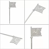 Sterling Silver Finish Murugan Velli Vel with Seval Kodi | Pooja Vel 23cm