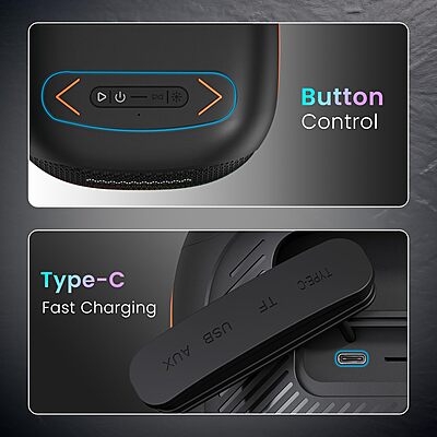 Portronics Dash 10 POR 2342 Bluetooth Speaker – 50W | Dual Karaoke Mics | RGB | Black