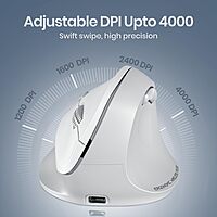 Portronics Toad Ergo 4 Wireless Mouse – Dual Mode BT & 2.4GHz | White | 1 Year Warranty