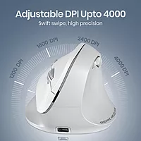 Portronics Toad Ergo 4 Wireless Mouse – Dual Mode BT & 2.4GHz | White | 1 Year Warranty