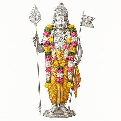 Sterling Silver Murugan Om Vel for Pooja